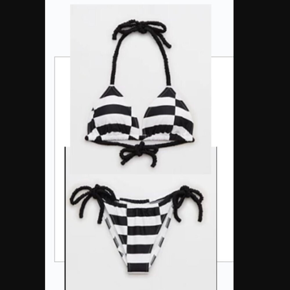 Aerie Checkered Tie Bikini size M/L